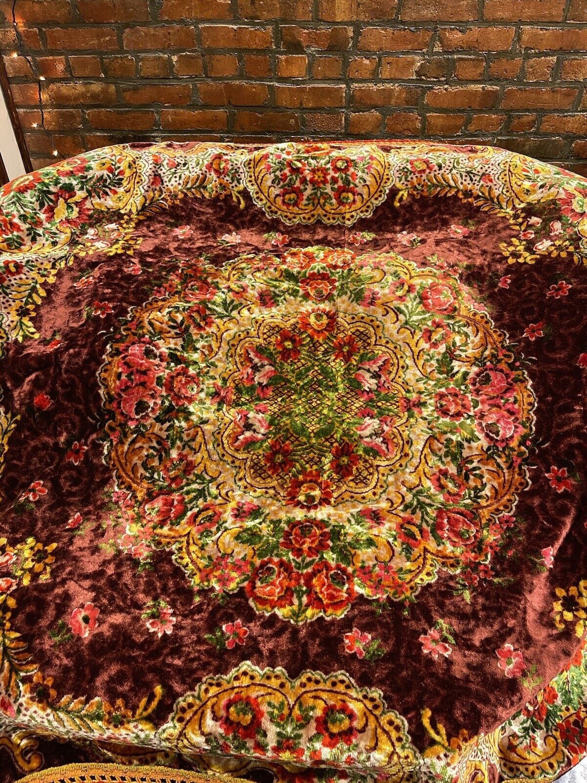 Gorgeous Vintage Italian Chenille Velvet Bed Spread Bed Tapestry  62\