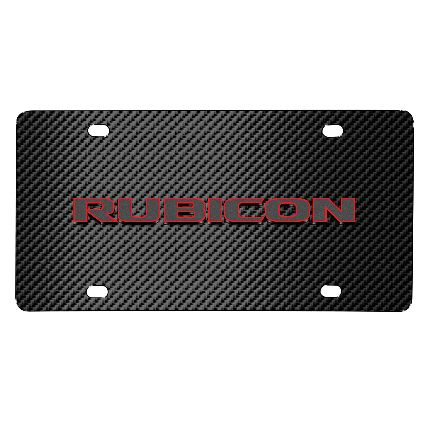 Jeep Rubicon 3D Logo Red Edge Black Carbon Fiber Patten Steel License Plate