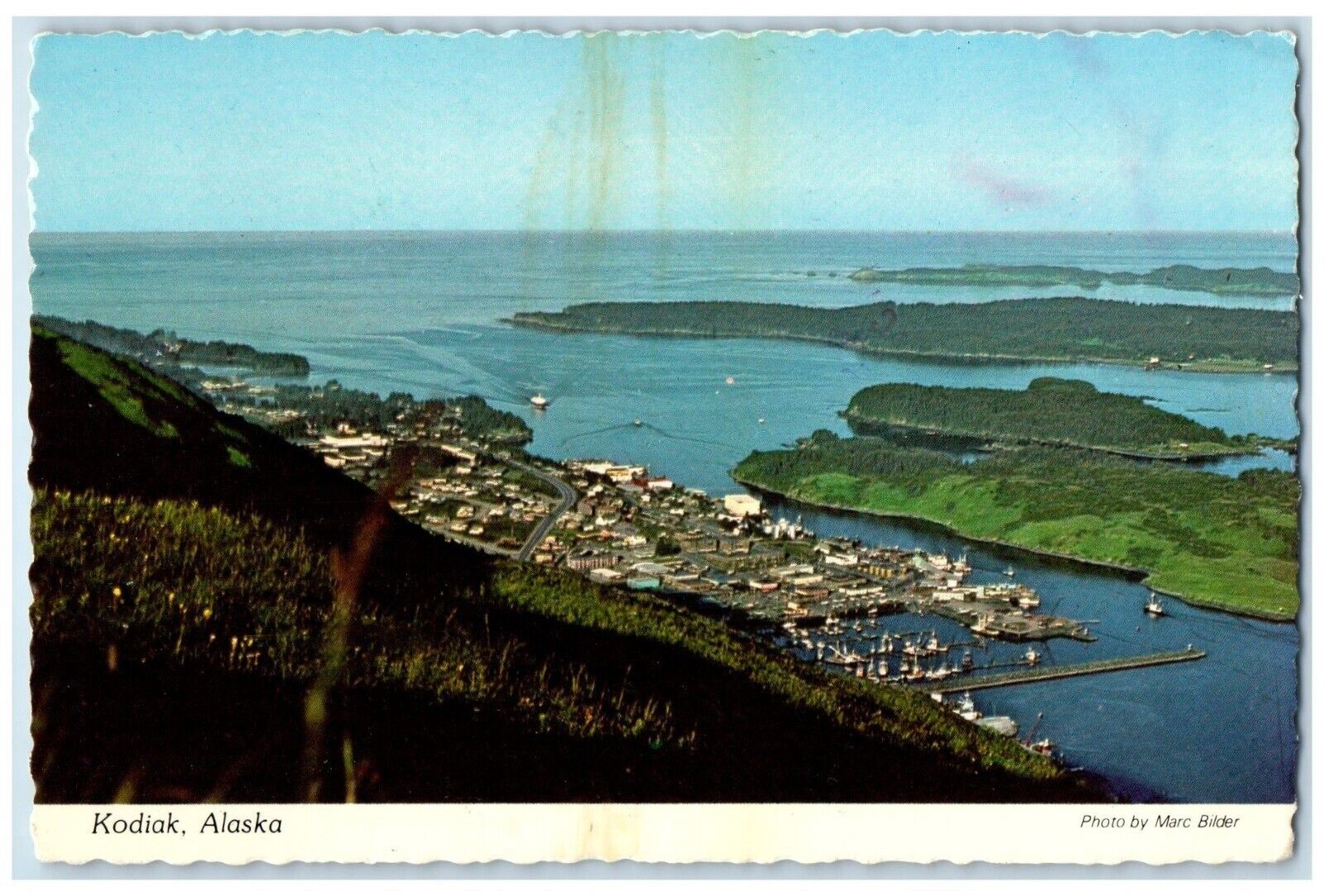 1982 Aerial View Fishing City Exterior Kodiak Alaska AK Vintage Antique Postcard