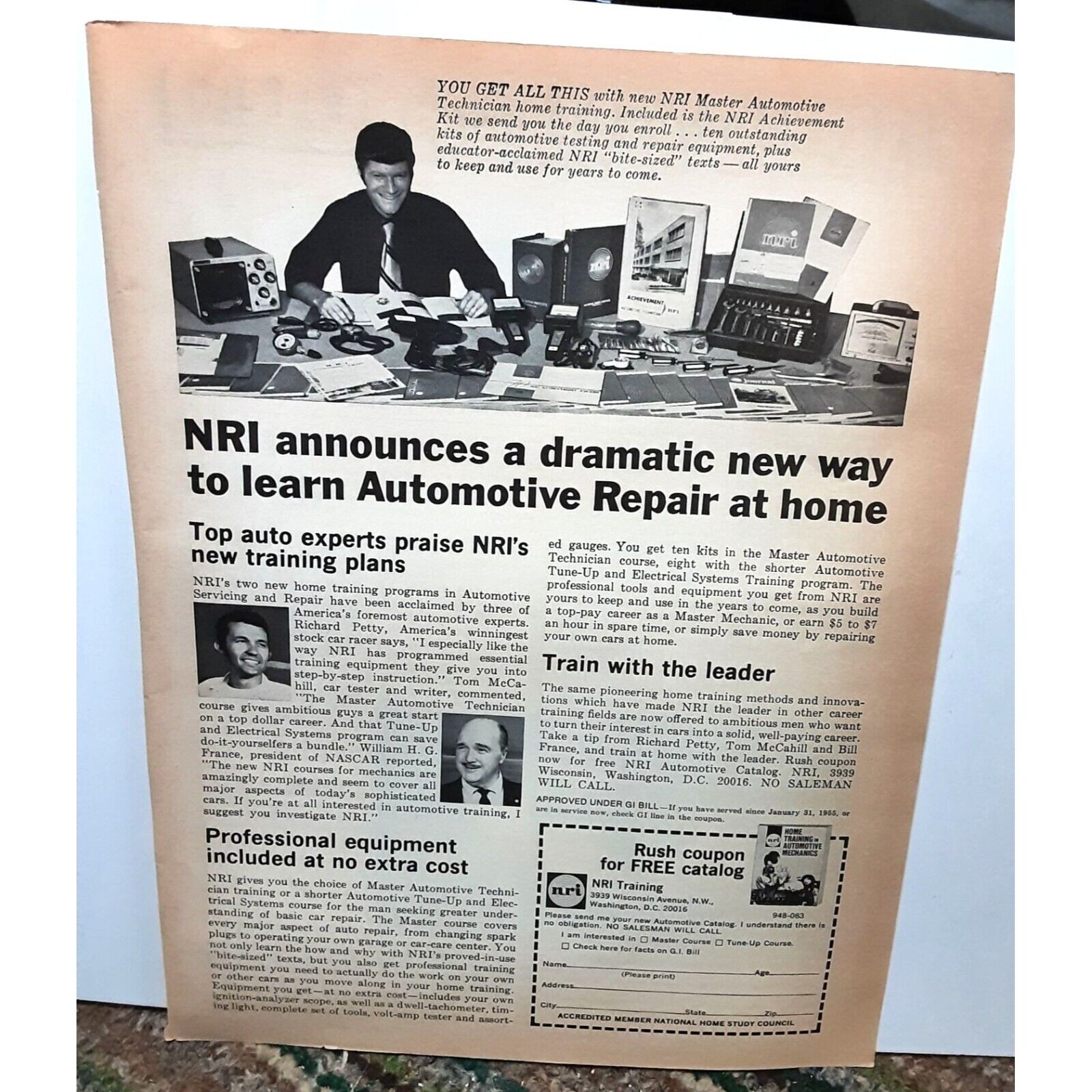 1973 Richard Petty NRI Automotive Repair Vintage Print Ad