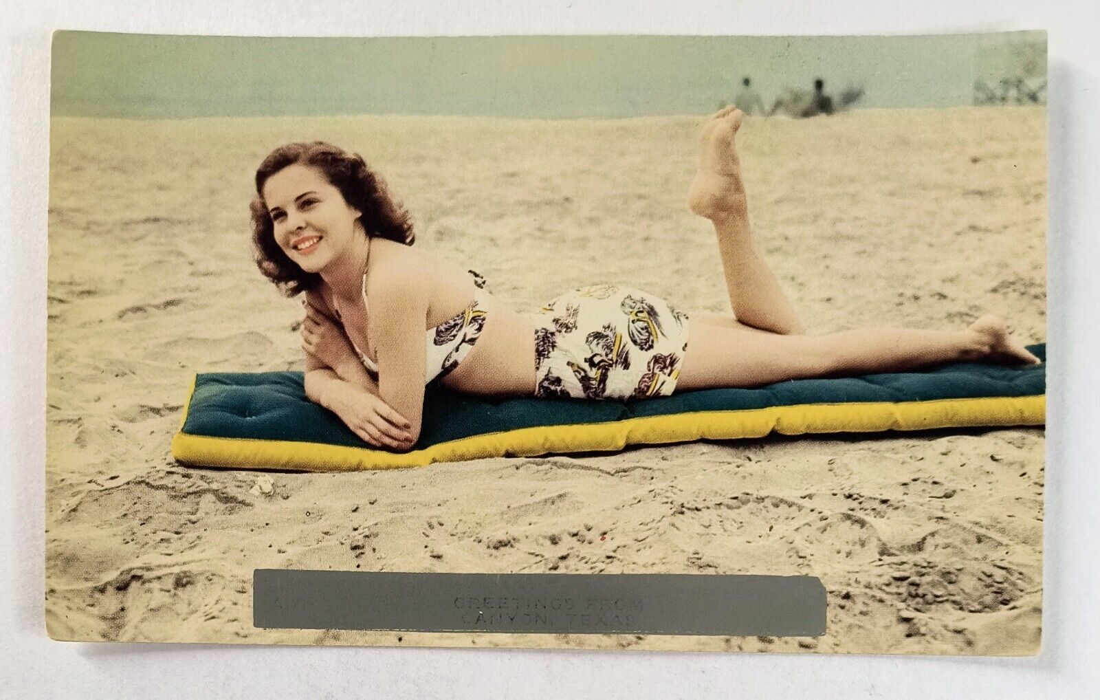Canyon Texas TX Greetings from Girl in Bikini on Beach Vintage Postcard L5