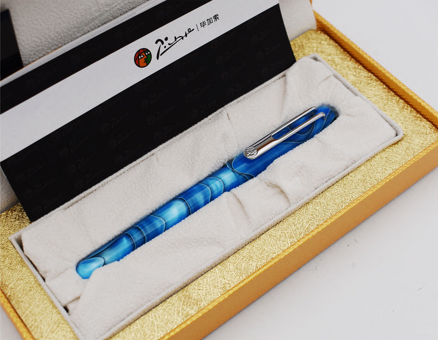New Picasso Celluloid Fountain Pen Aurora Sky Blue PS-975 Iridium Fine Gift Pen