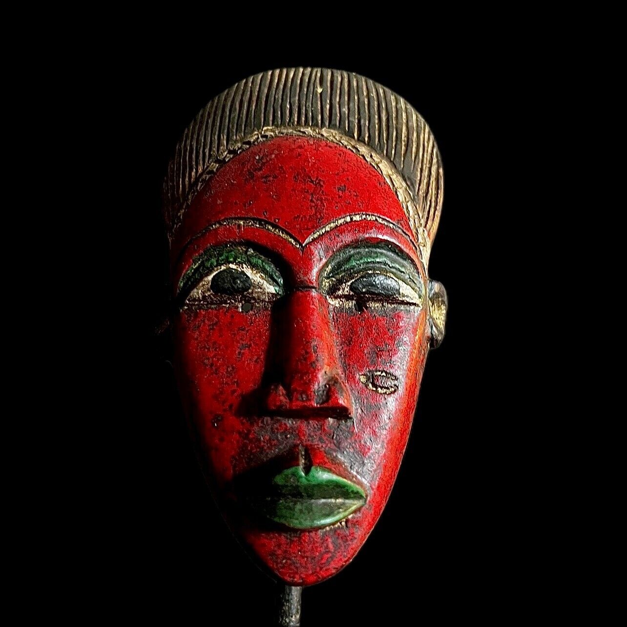 Baule Antique African Mask African Wooden Mask Wall Hanging Primitive Art -9615