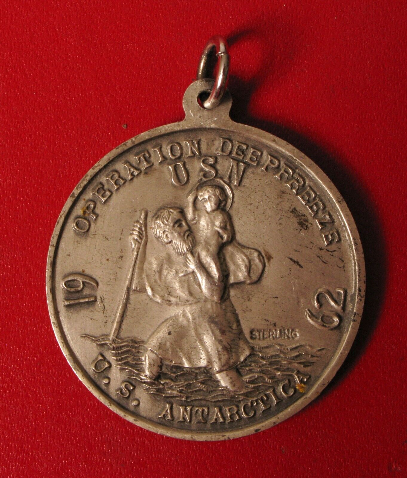 1962 USN ANTARTICA OPERATION DEEP FREEZE STERLING MEDAL OUR LADY OF THE SNOWS  