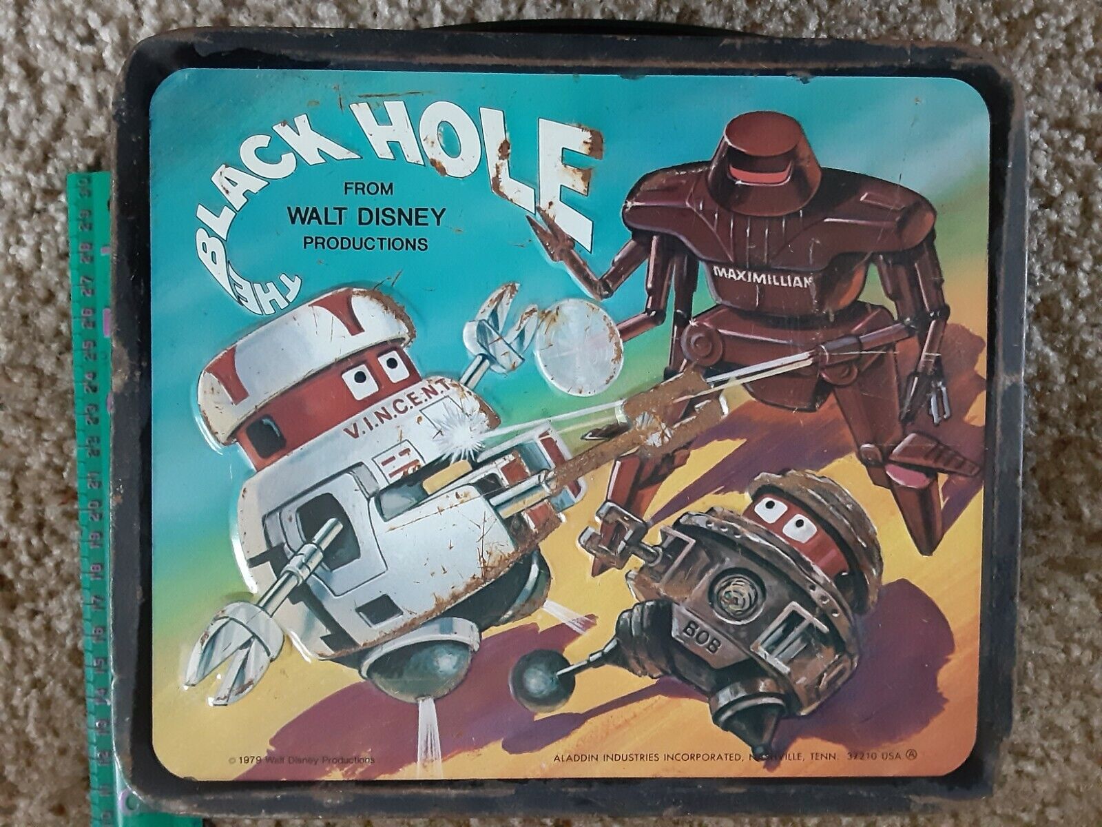 Vintage 1979 Walt Disney BLACK HOLE Metal Lunch Box No Thermos Aladdin