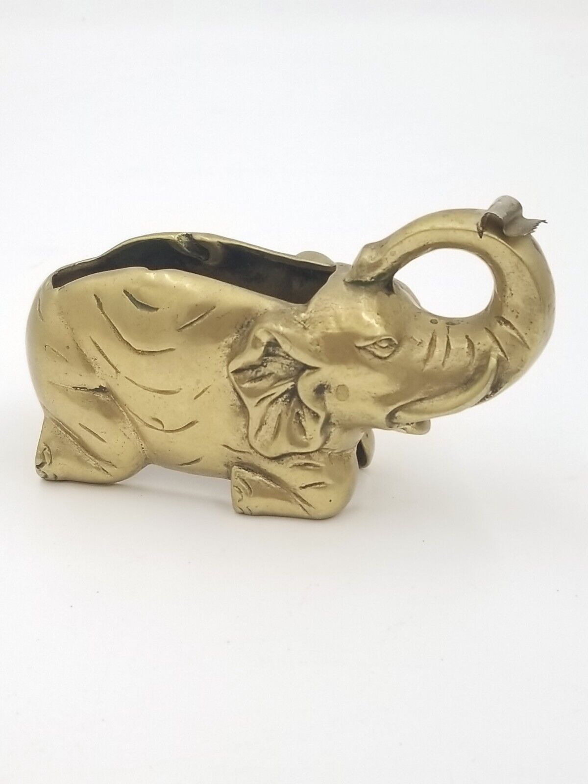 Vintage Brass Elephant Desk Tape Dispenser Office Animal Figurine 