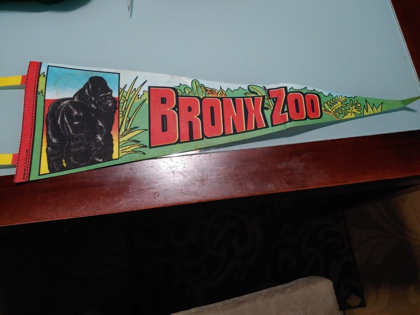 VTG Bronx Zoo NEW YORK NY Pennant Banner Flag Gorilla