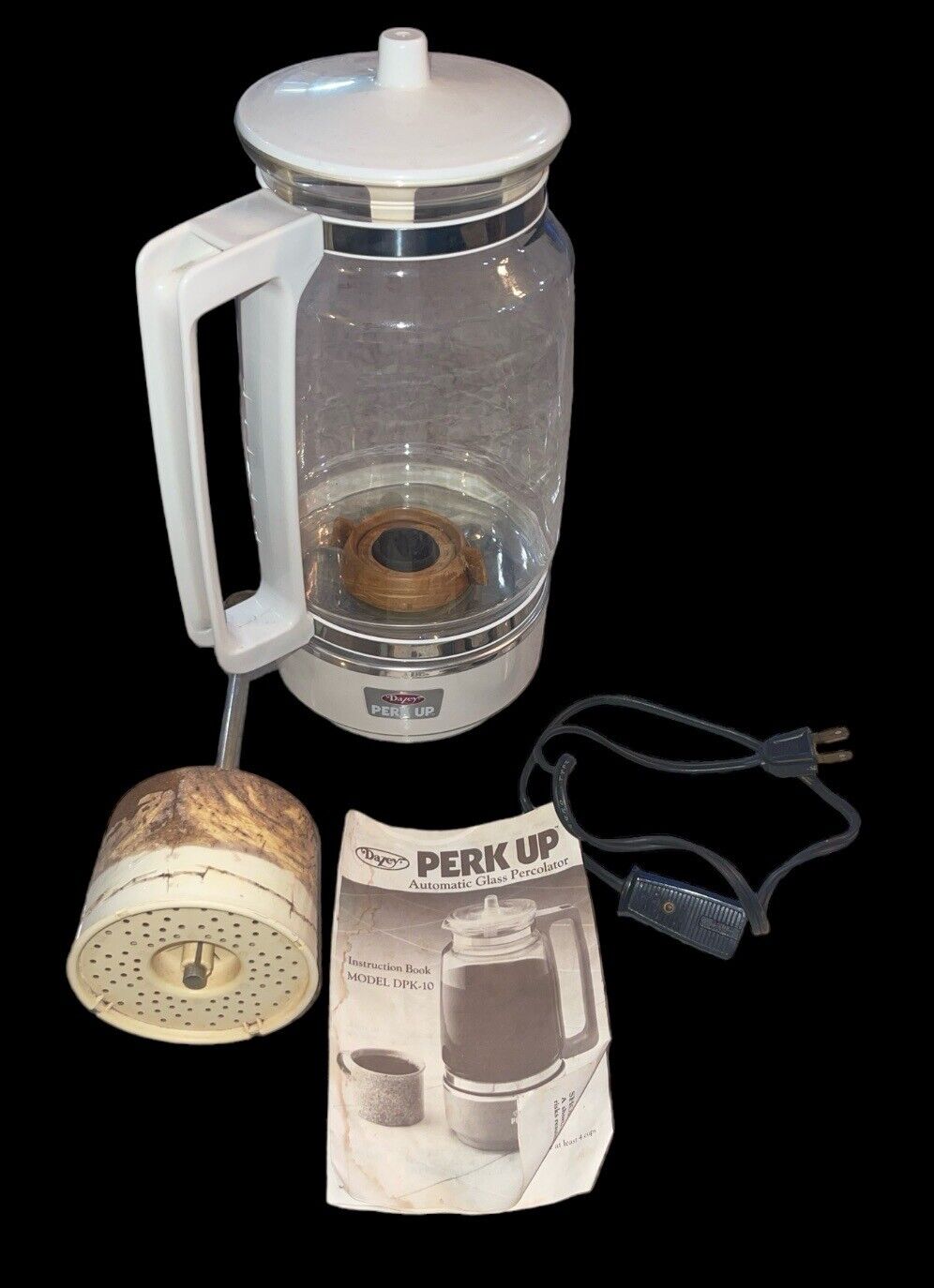Vintage Retro Dazey Perk Up 10 Cup Electric Glass Coffee Percolator Model DPK-10