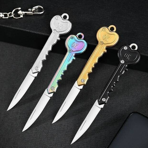 Portable Outdoor Survival Pocket Key Shape Mini Key Chain Knife Camping
