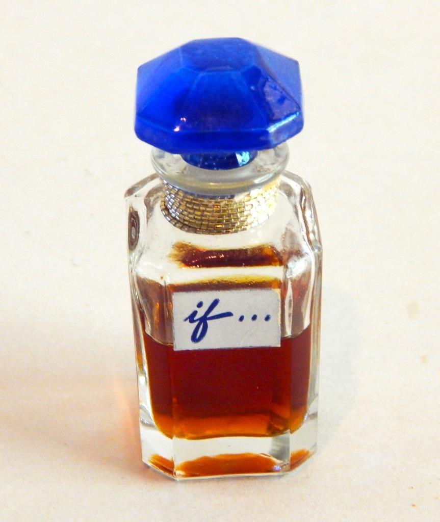 Vintage If…Rare Perfume by Parfums Moneau Circa 1944 Bottle w Blue Glass Stopper
