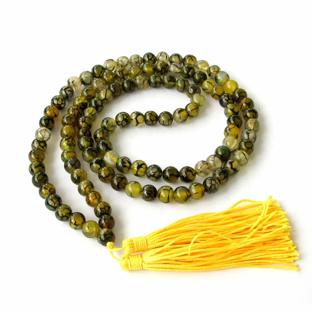 8mm Dragon Agate 108 Bead Necklace Accessories Meditation Healing Buddhism