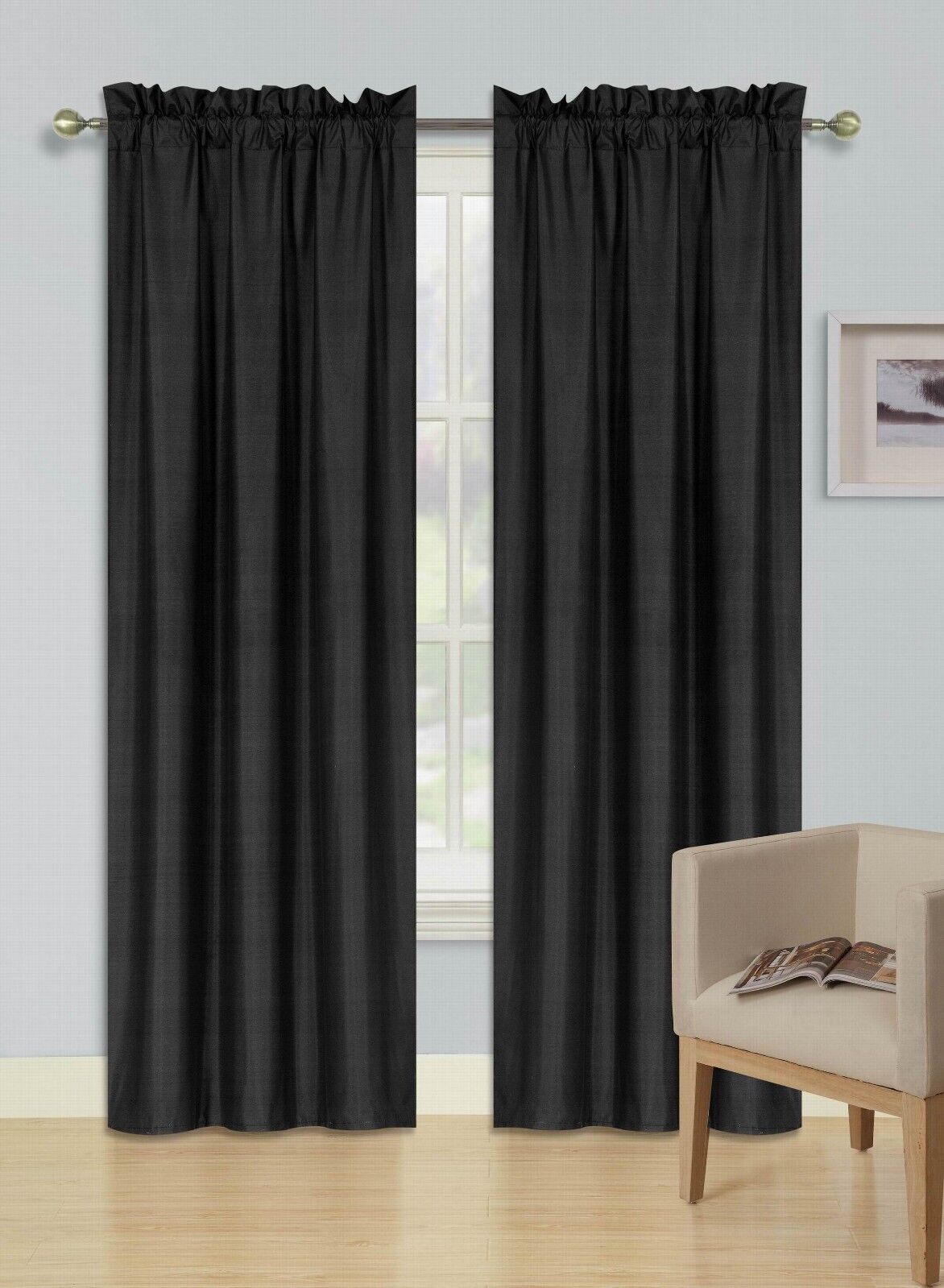 2pc set window curtain panel 100% privacy 65% blackout lined bedroom drapery R64