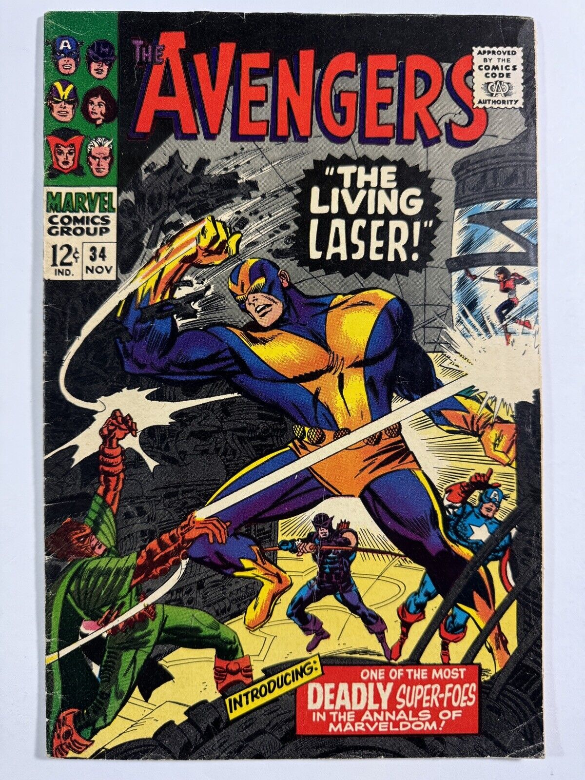 AVENGERS #34 : The Living Laser 1st APPEARANCE Mid-Grade 1966 Marvel Comics