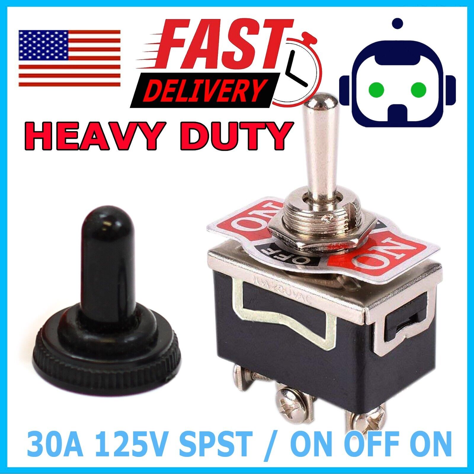 Toggle SWITCH ON/OFF/ON Heavy Duty 20A 125V SPST 3 Terminal Car Waterproof BOOT