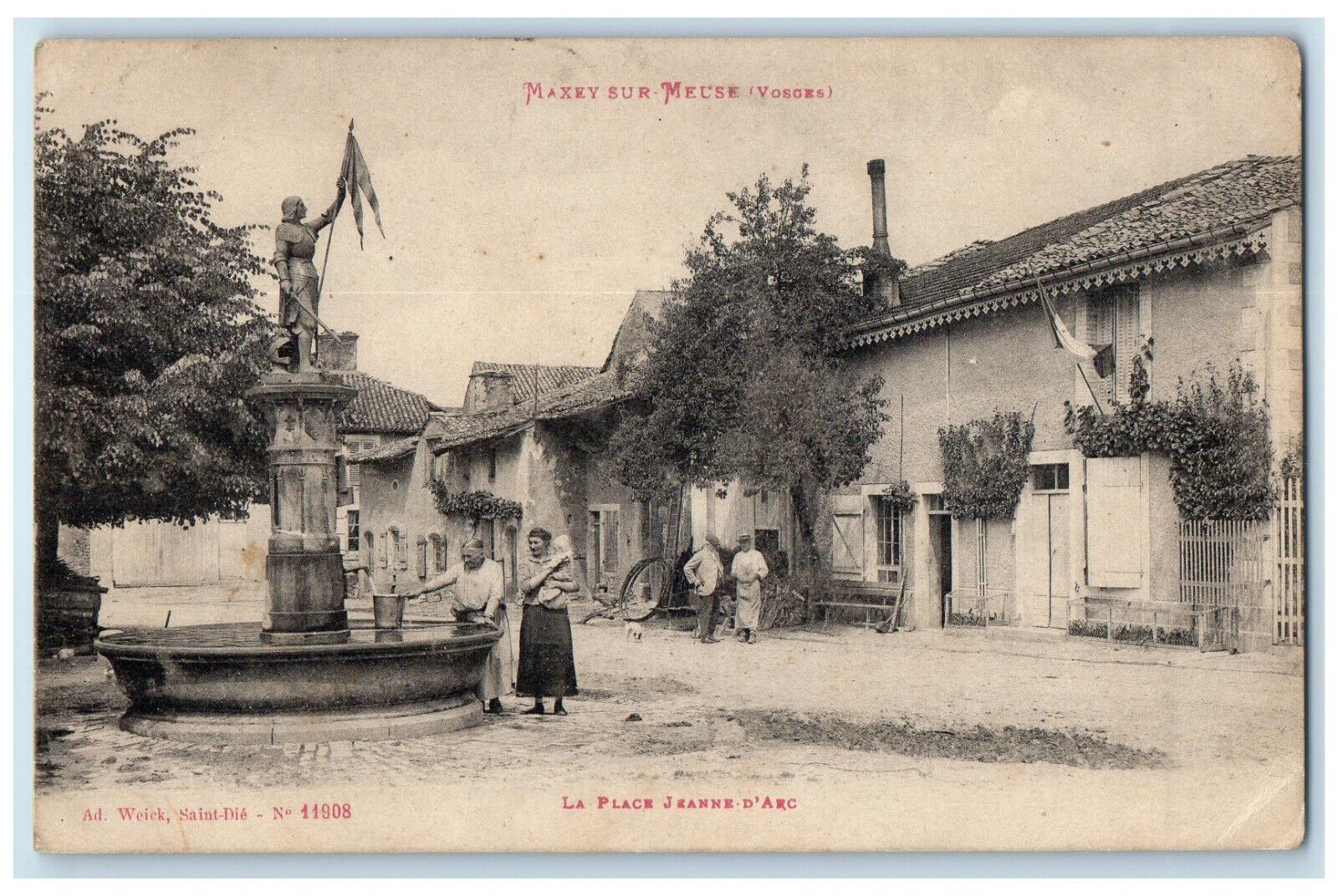 1921 La Place Jeanne D'Arc Maxey Sur Meuse (Vosges) France Postcard