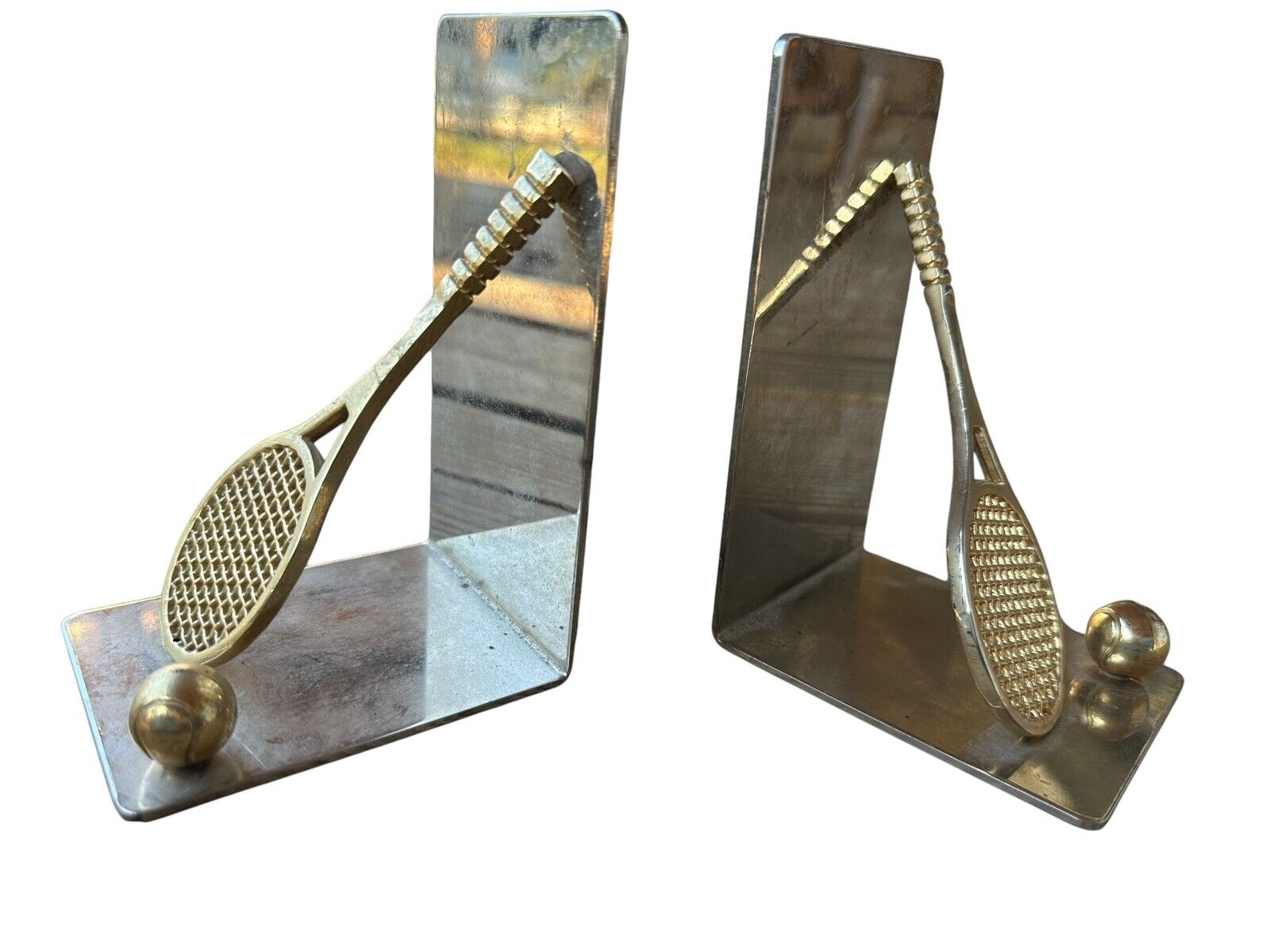 Vintage Tennis Racket and Tennis Ball Bookends, Sports Room Decor, Nostalgic