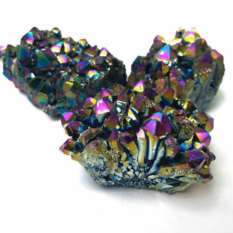 100g Big Natural Colorful Aura Titanium Quartz Crystal Cluster Stone VUG Reiki