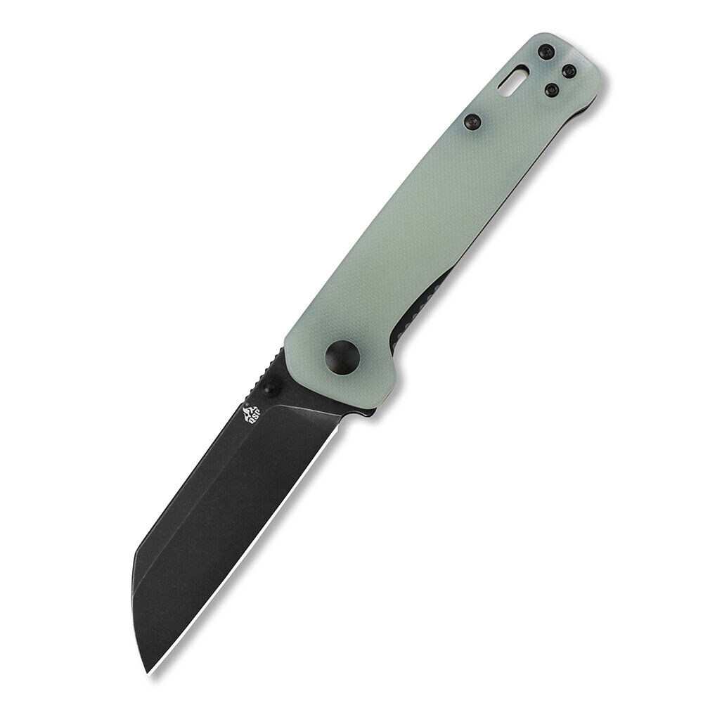 QSP Penguin Jade G10 Comfortable Handle D2 Black Stonewash Knife 