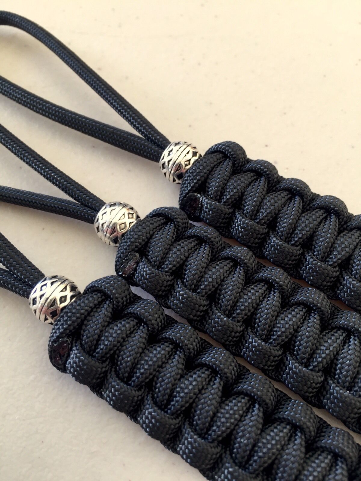 550 Paracord Knife Lanyard Jet Black Cord 3 Pk Non-gutted