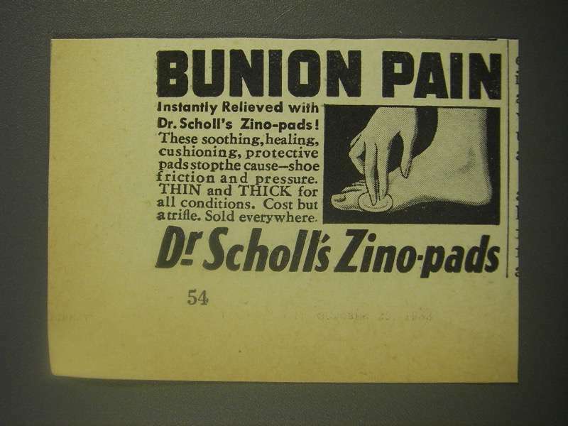 1938 Carter's Zino-Pads Ad - Bunion Pain
