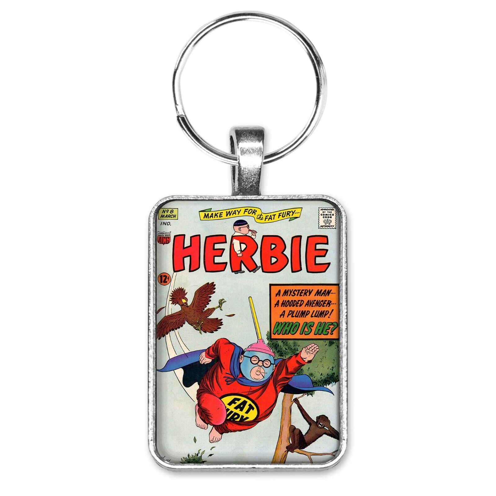 Herbie #8 Cover Key Ring or Necklace The Fat Fury Humor? Comic Book Jewelry