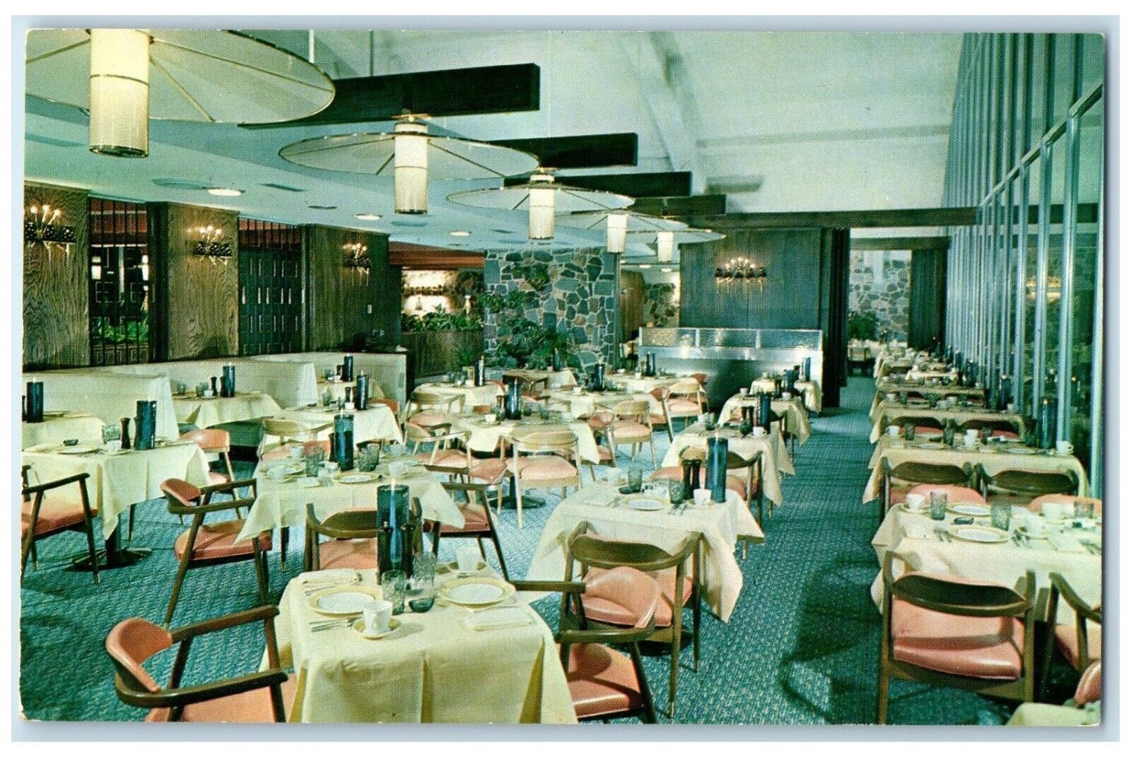 c1950's Glass House Restaurant Dining Room Vinita Oklahoma OK Vintage Postcard