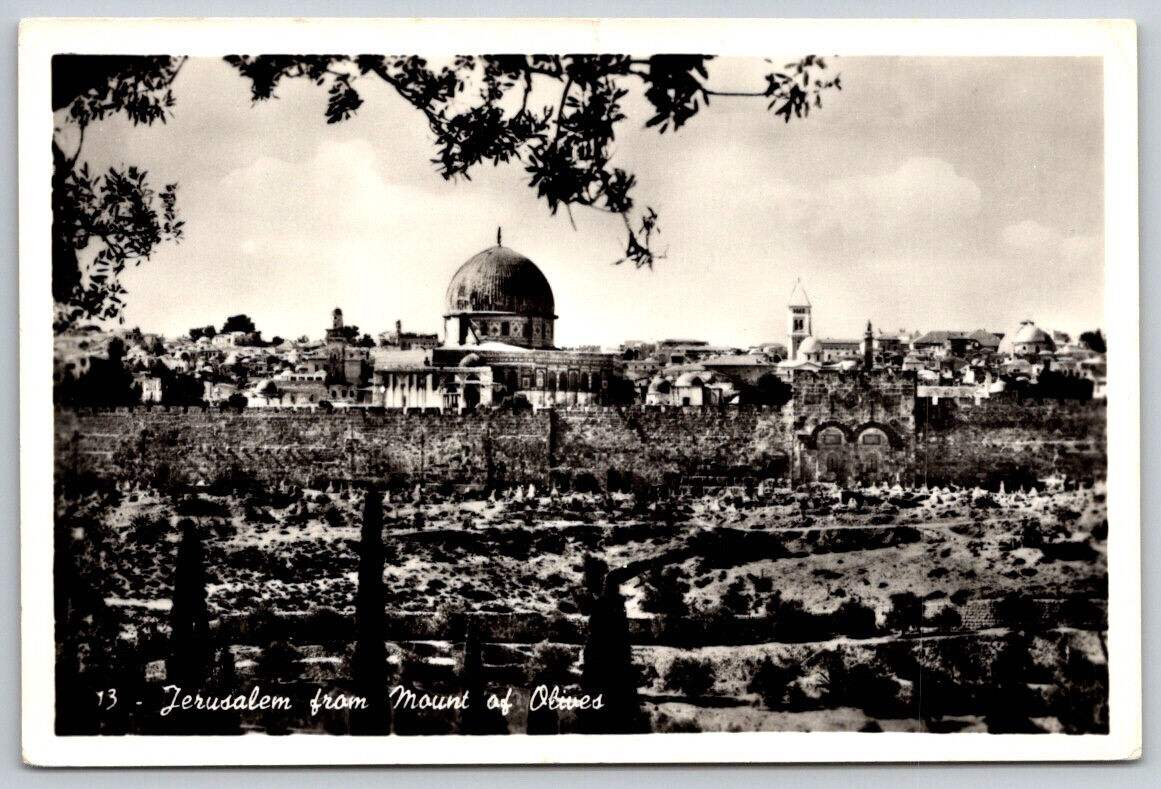 Jerusalem from Mount of Olives Old City Jerusalem Jordan RPPC Postcard
