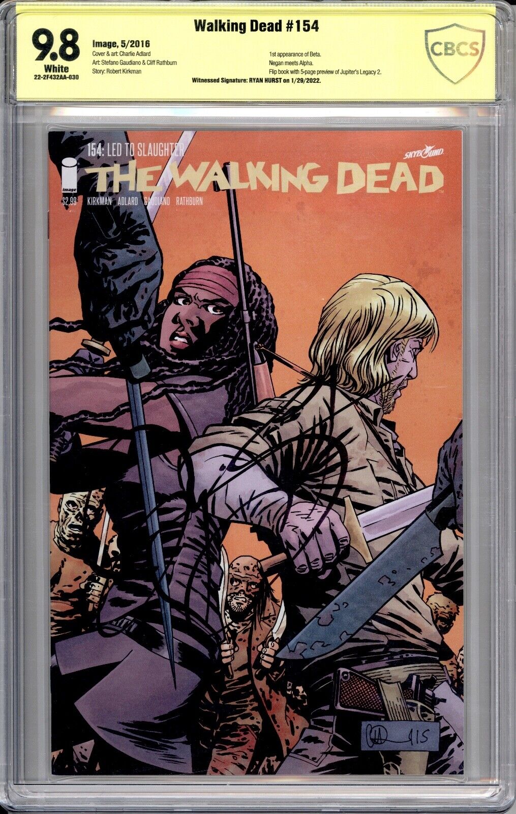 The Walking Dead 154 - 1st App of Beta - Signed by actor Ryan Hurst