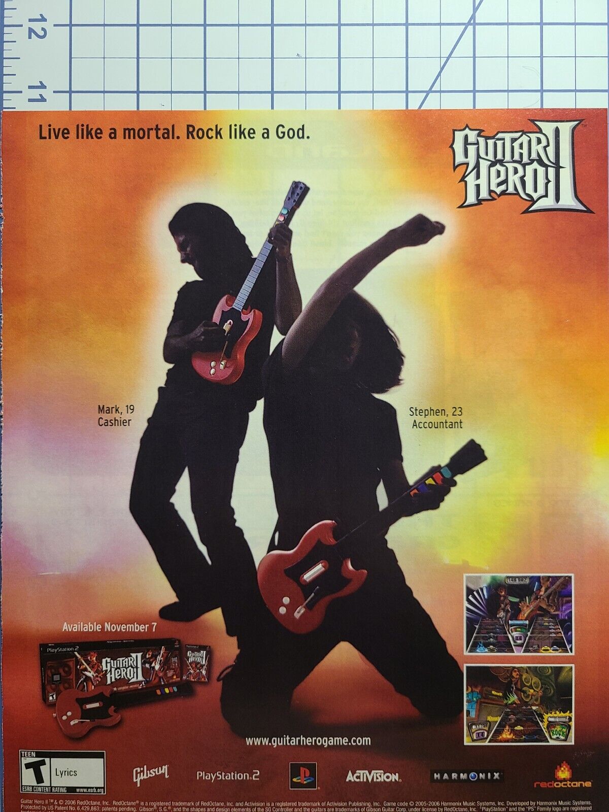 Guitar Hero II RedOctane Activision Playstation 2 Magazine Print Ad 2006
