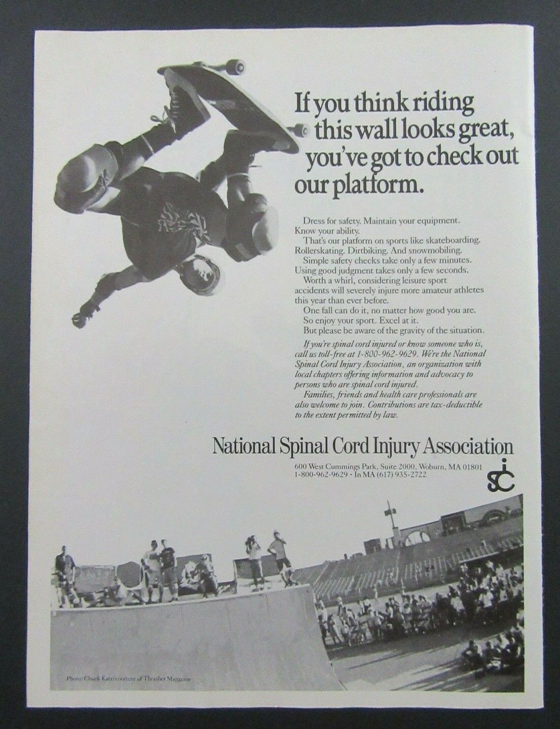 1996 NATIONAL SPINAL CORD INJURY ASSOCIATION Skateboarding Magazine Ad