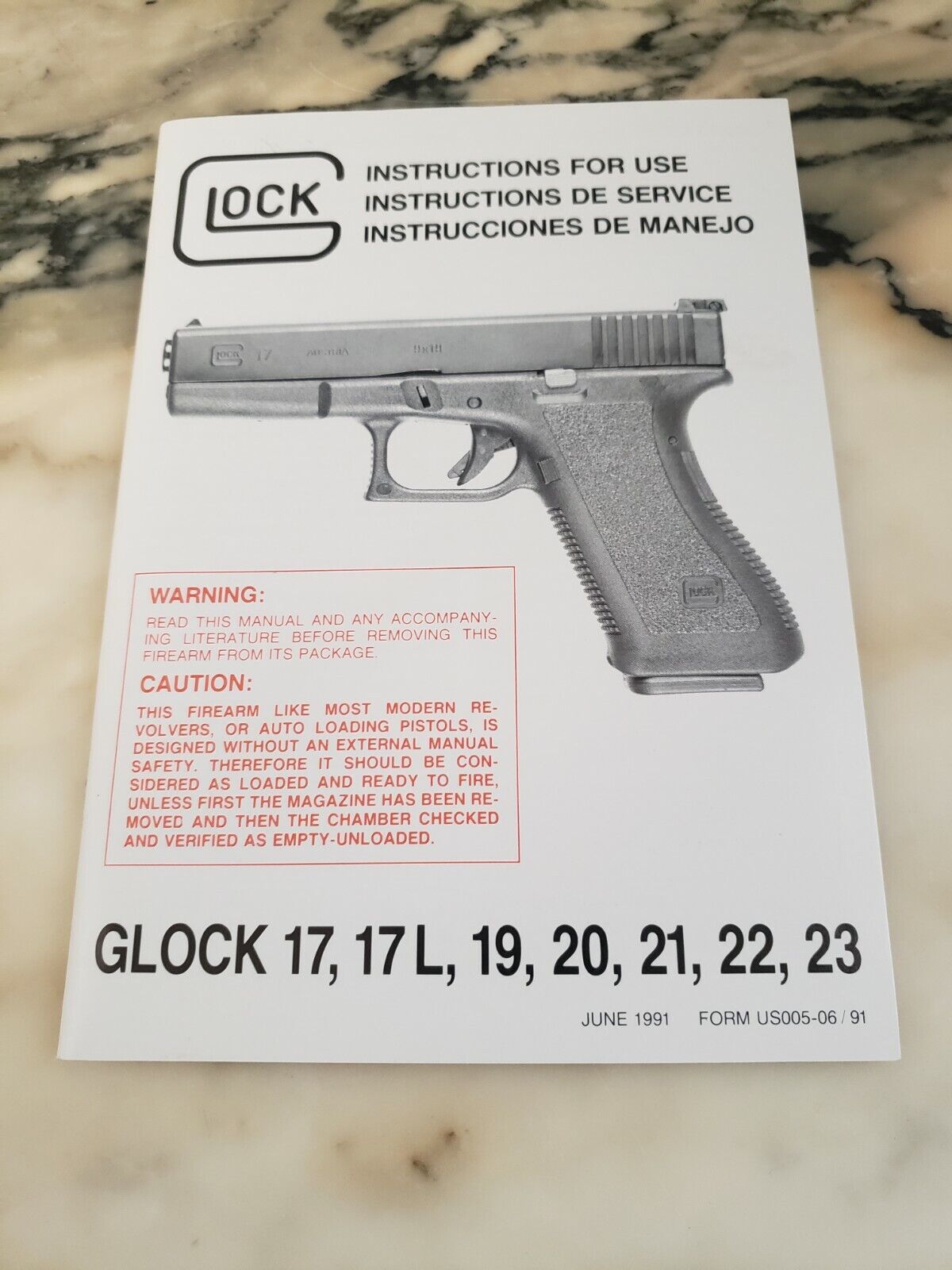 Vintage Glock Instruct Manual For17,17L,19,20,21,22,23,June 1991 OLD-BUT-NEW 