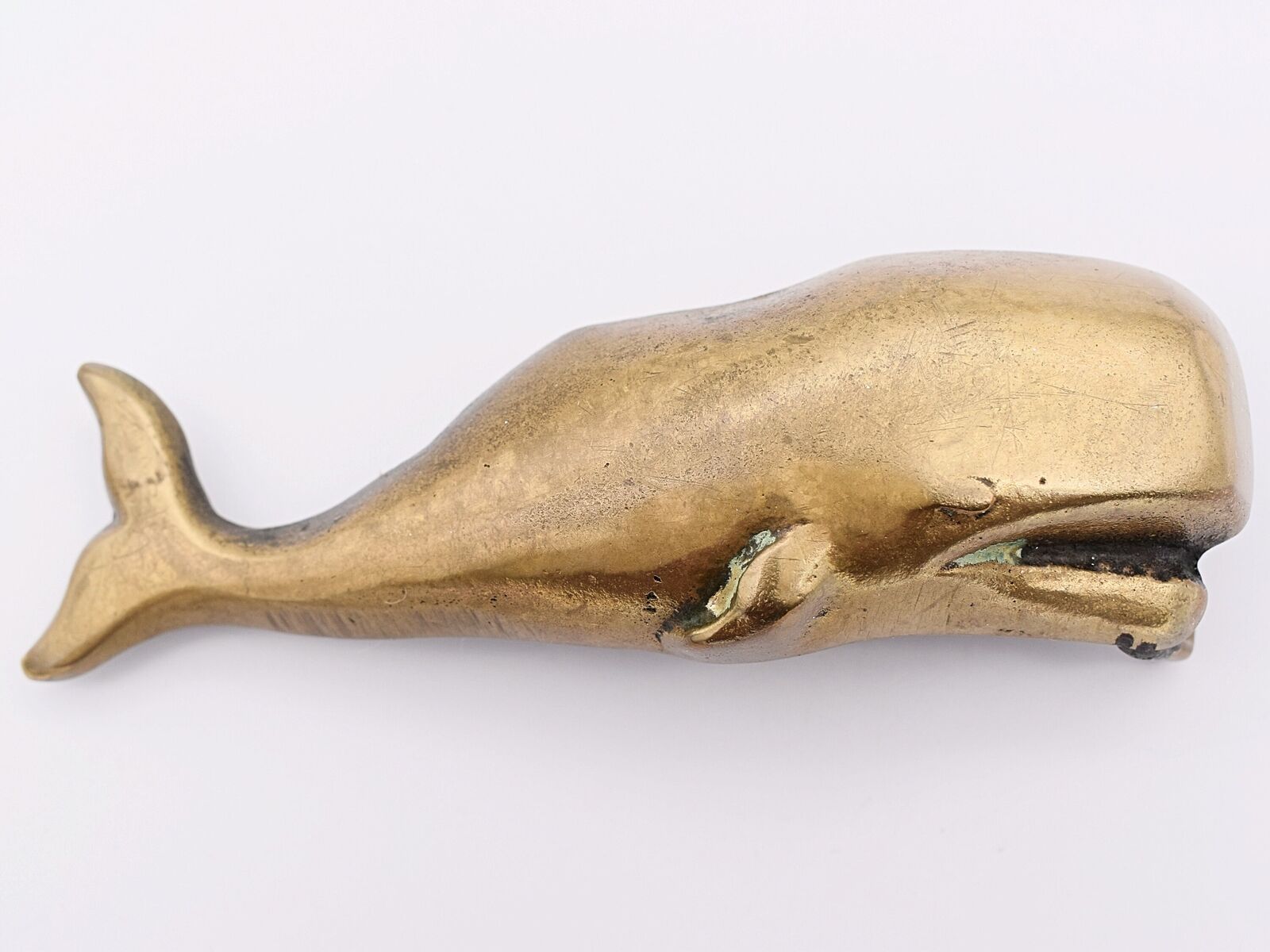 Nelles Sperm Whale Handmade Solid Brass Artist Signed 1970sVintage Belt Buckle