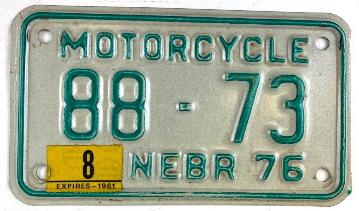 Nebraska 1981 Motorcycle License Plate Man Cave Vintage Loup Co Collector