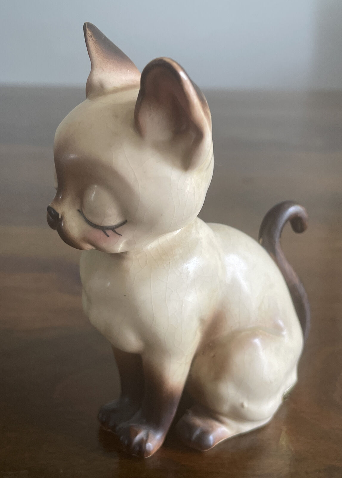 Vintage Josef Originals Siamese Cat Kitten eyes closed Figurine Japan