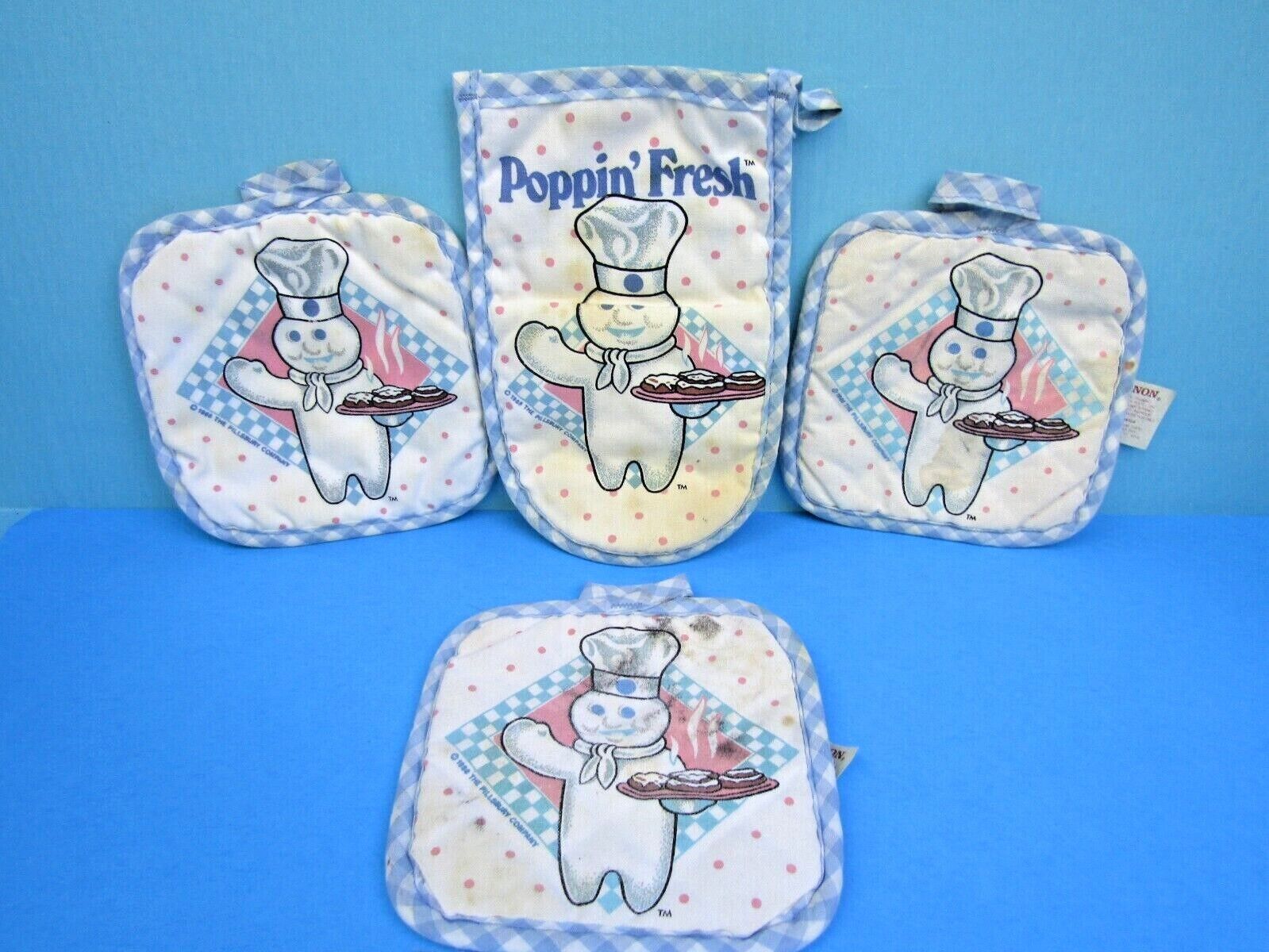 Rare Vintage 1988 Pillsbury Doughboy Poppin' Fresh Linen Set by Canon 4 pcs FS