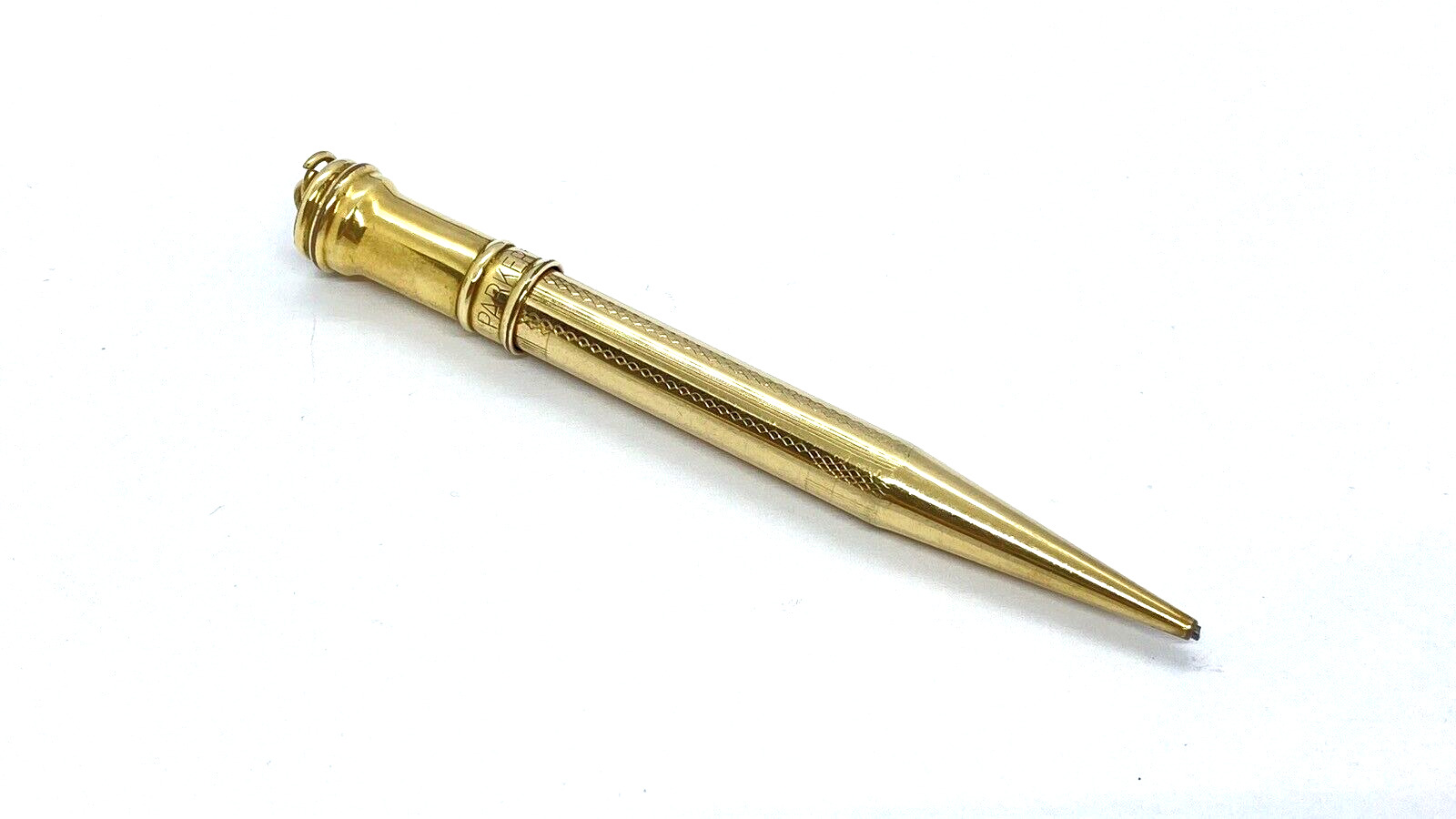 PARKER 502 RM PENCIL IN ROLLED GOLD ENGINE TURNED PATTERN MADE IN USA