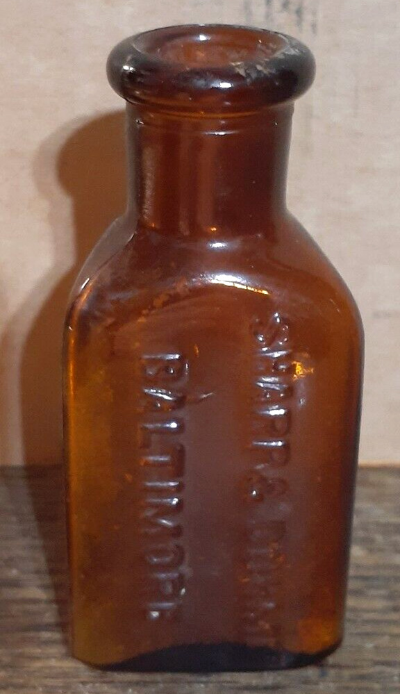 Antique Sharp & Dohme Baltimore Amber 3 Sided *Poison* Bottle