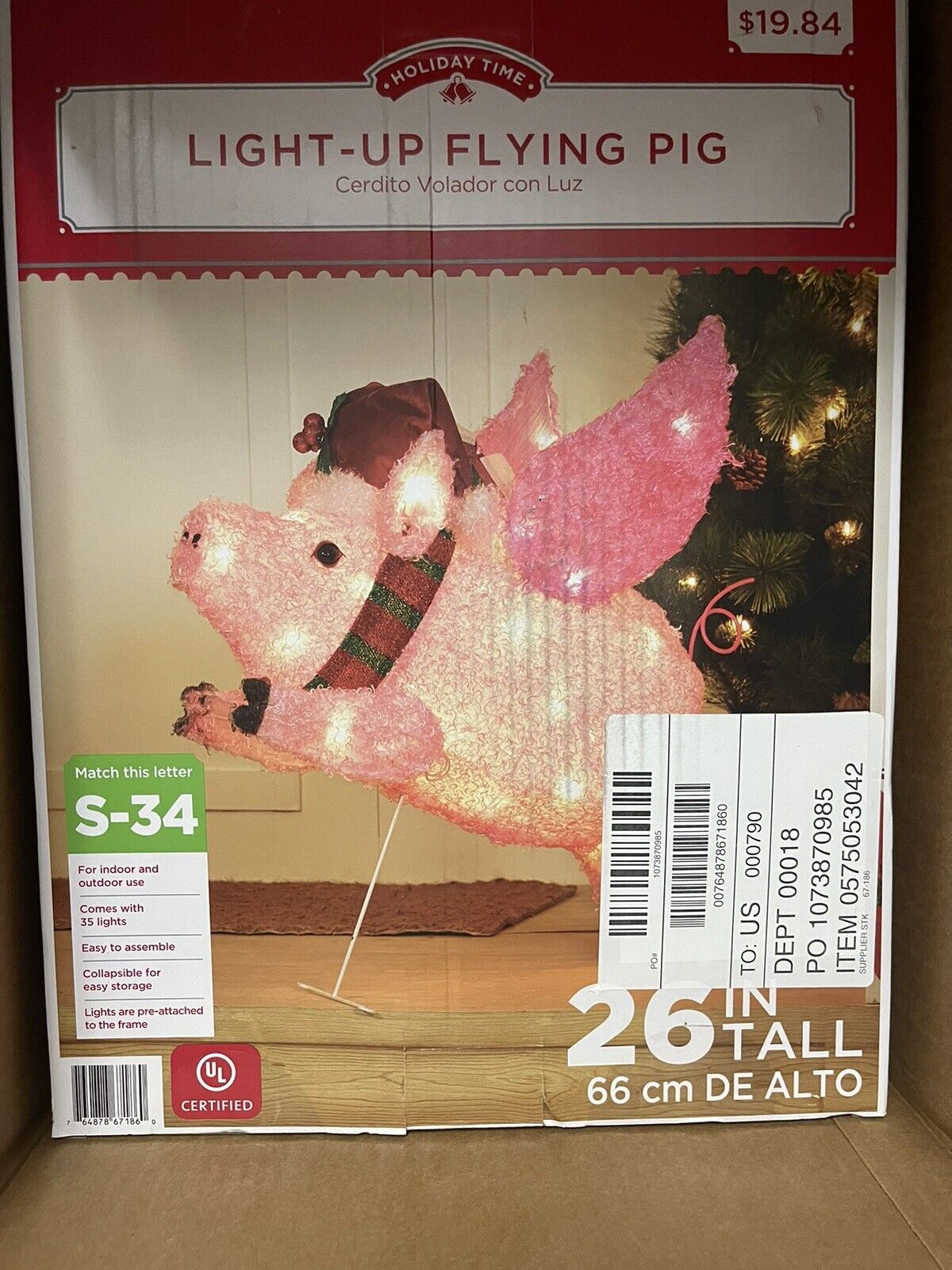 Holiday Time Light-up Outdoor Flying Pig Decoration 26