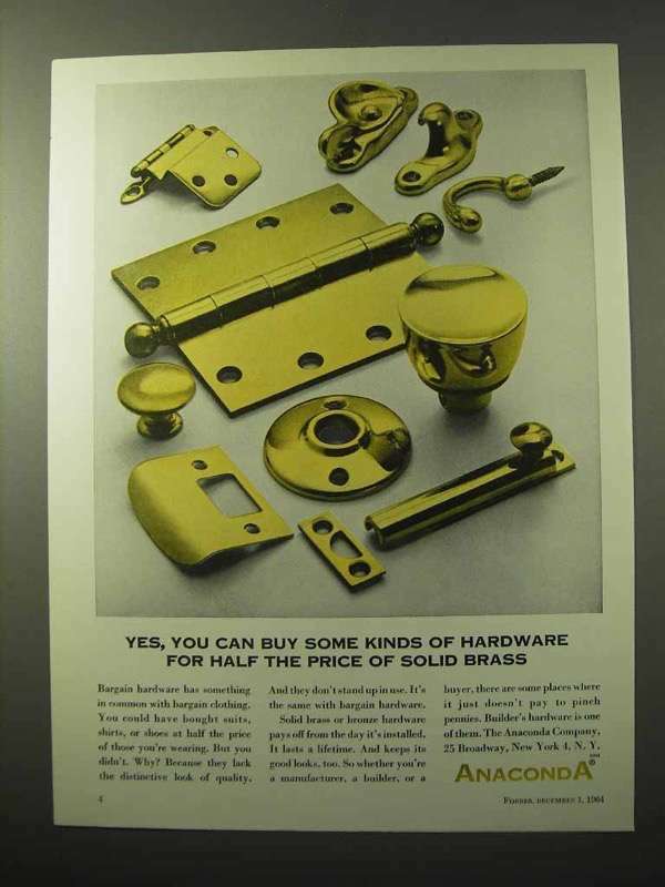 1964 Anaconda Brass Ad - Some Kinds of Hardware