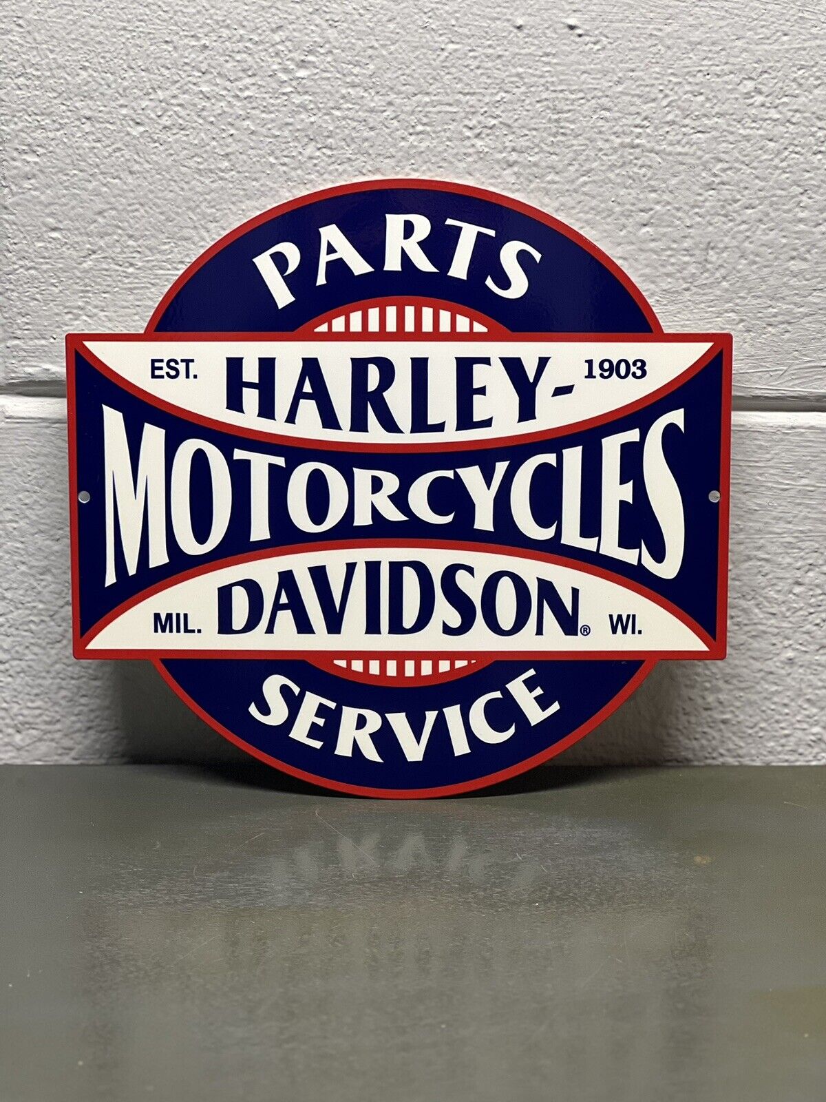 Harley Davidson Motorcycles Thick Metal Sign Parts Service Gas Oil Station