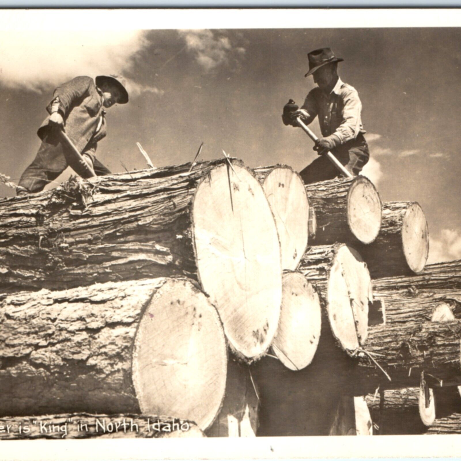 c1940s North Idaho Lumber is King RPPC Timber Logs Occupational Real Photo A132