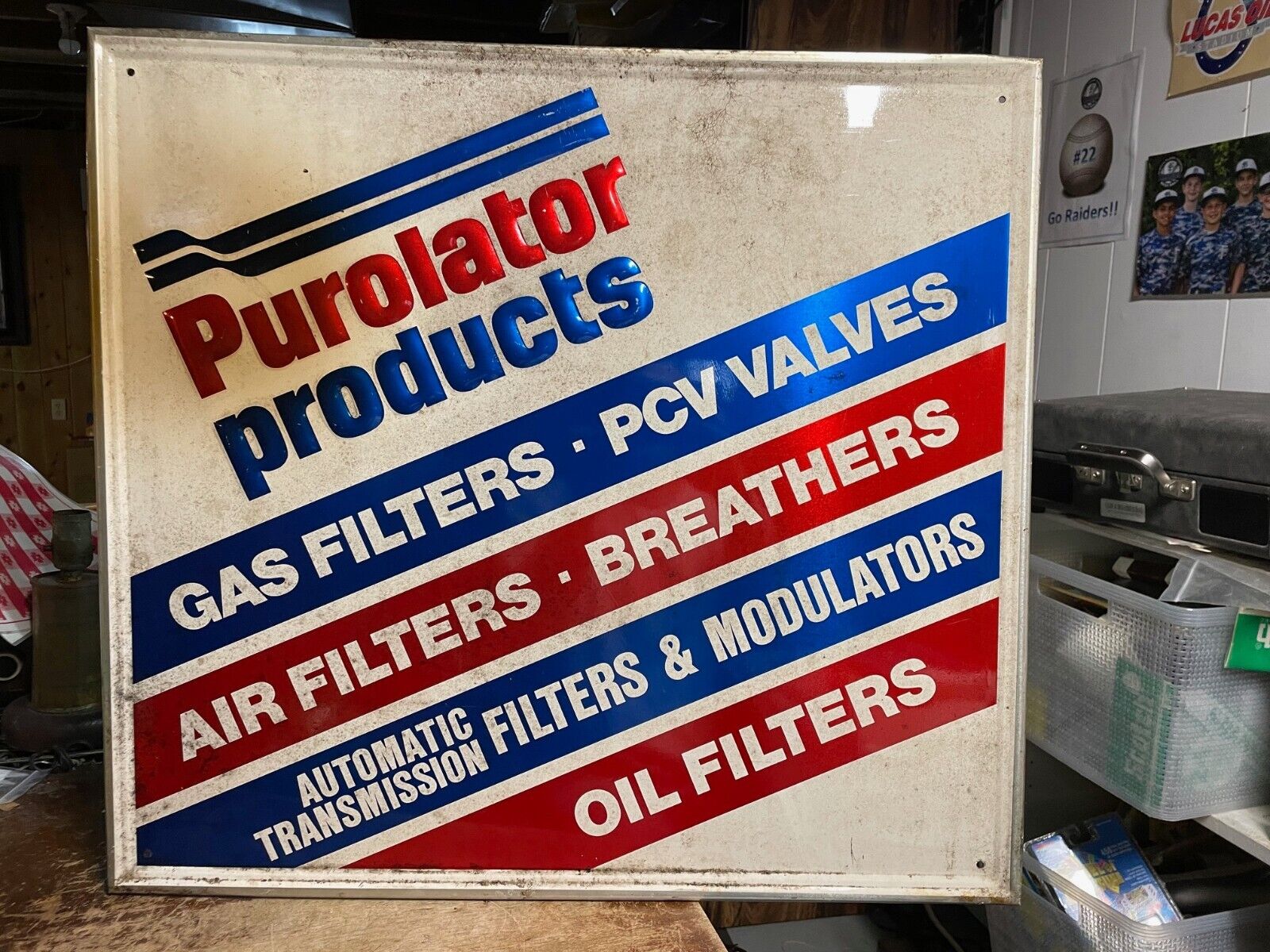 Vintage Purolator Products Metal Sign Oil Air Gas Filters 25-1/2\