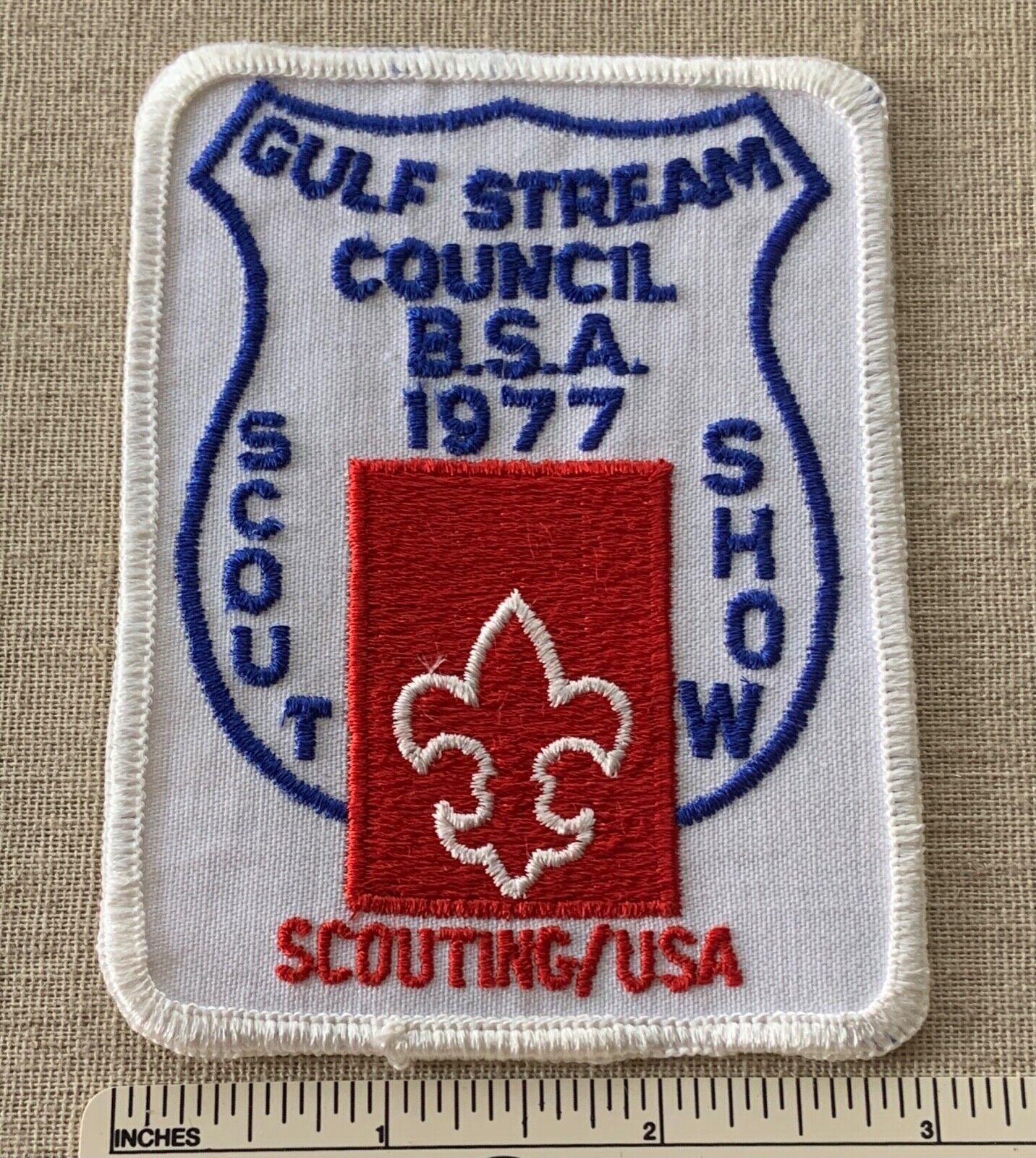 Vintage 1977 GULF STREAM COUNCIL Boy Scout Show PATCH Scouting USA Camp Badge