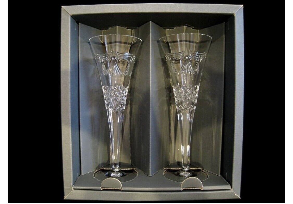 Waterford Crystal Millennium Peace Champagne Toasting Flutes Set of 2 Never Used