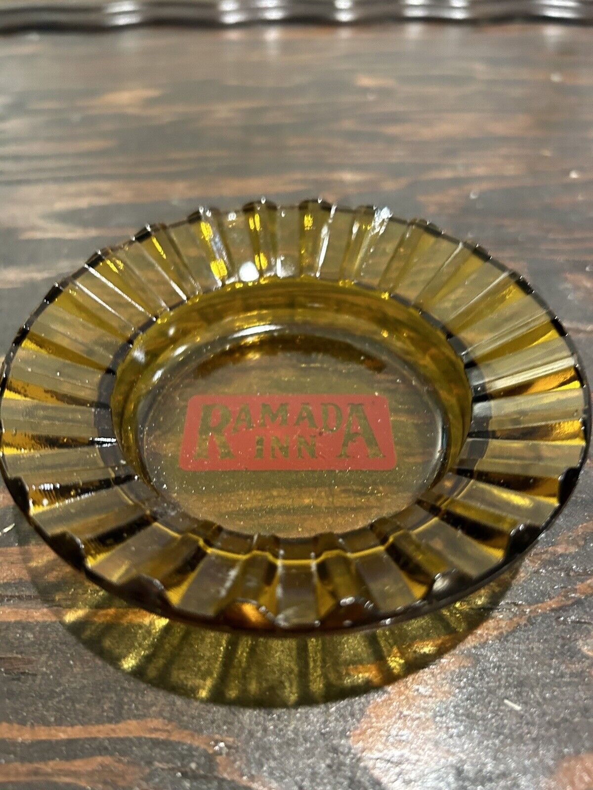 vintage ramada inn Amber glass ashtray