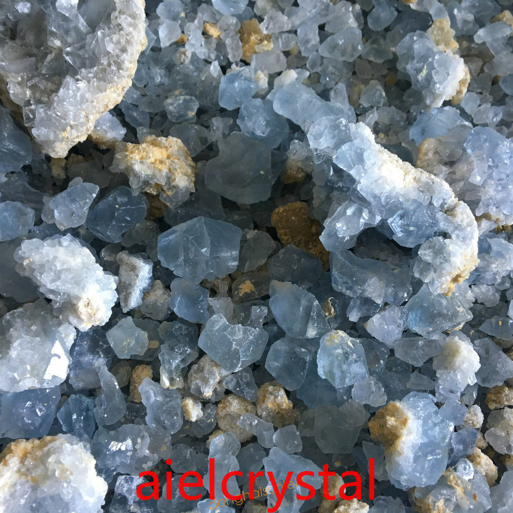100G Natural blue celestite mineral Quartz Crystal rough Stone Gravel Healing