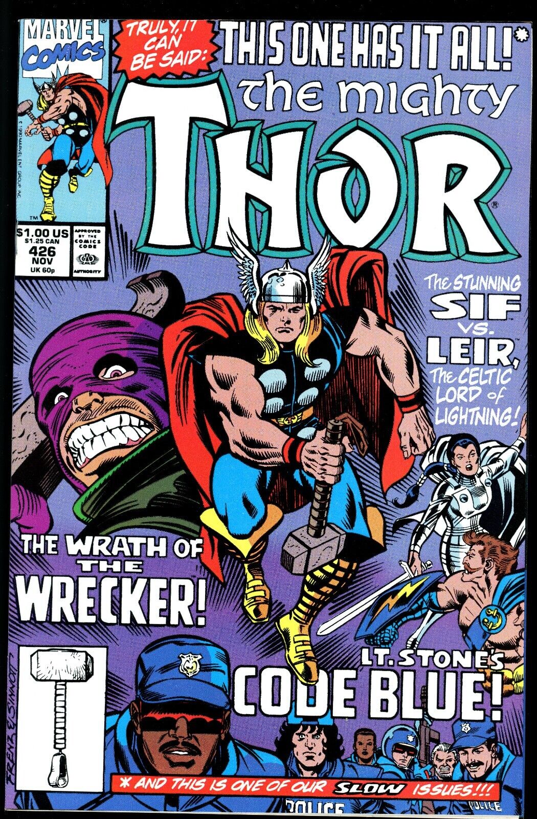 Thor #426 (Marvel, 1990) Wrecking Crew Wrecker Bulldozer First 1st App Code Blue