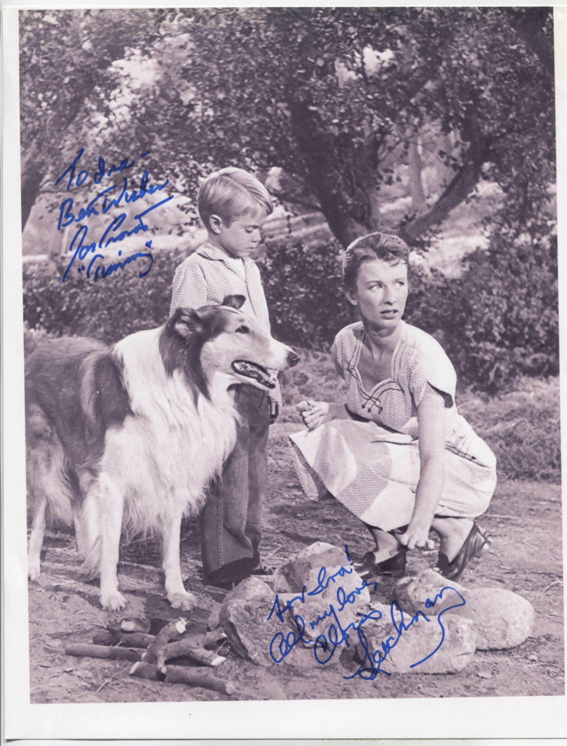 Jon Provost & Cloris Leachman Lassie Autographed 8.5x11 Photo w/COA WWE21-125