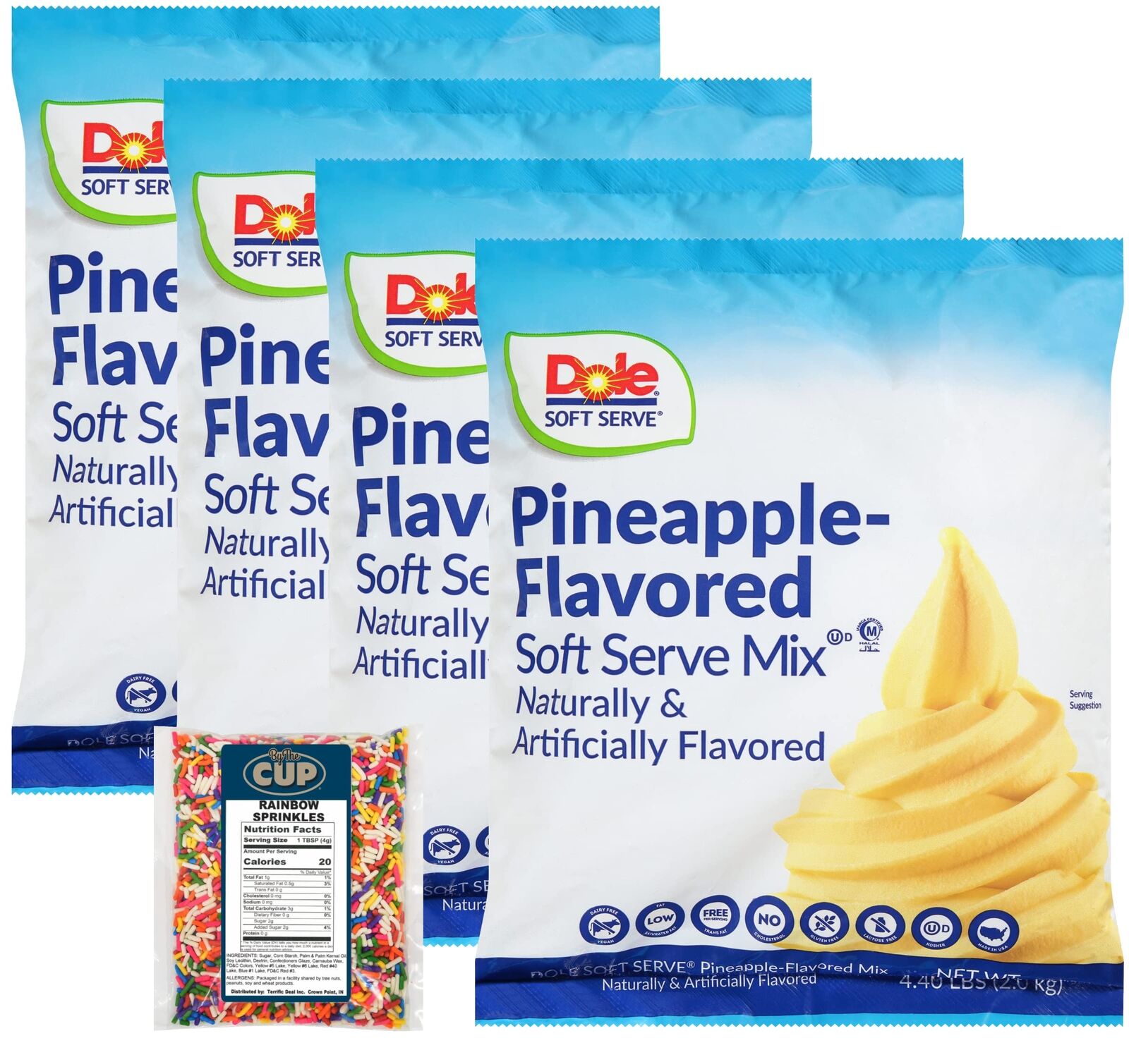 Pineapple Soft Serve Mix Lactose Free Vegan Gluten Free 4.4 lb Pack of 4 with...