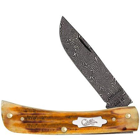 Case xx Knives Sodbuster Jr Burnt Goldenrod Bone 52421 Damascus Pocket Knife